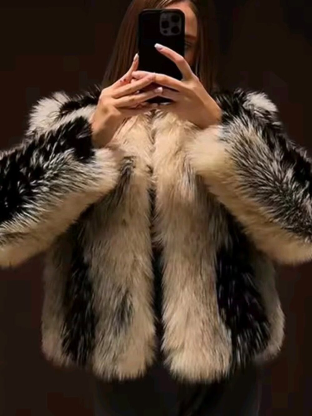 Chic Street Faux Fur Jacket Women Short Coat Elegant Fluffy Loose Warm Long